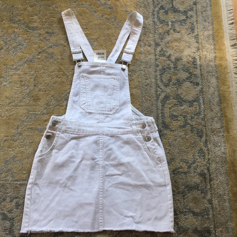 White Overalls Denim Dress
